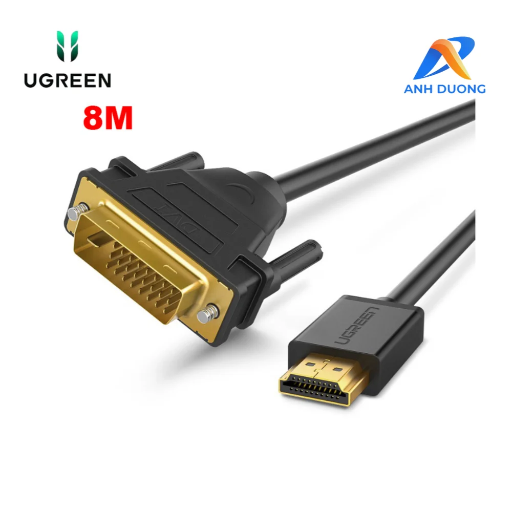 Cáp dữ liệu HDMI sang DVI 24+1 truyền hình ảnh dài 8M màu đen Ugreen 10164
