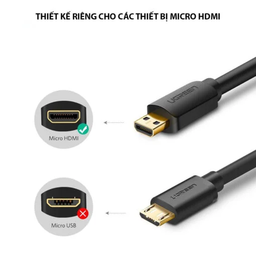 Cáp dữ liệu micro HDMI sang HDMI 1.4 truyền âm thanh hình ảnh dài 3M Ugreen (30104) — ảnh 4