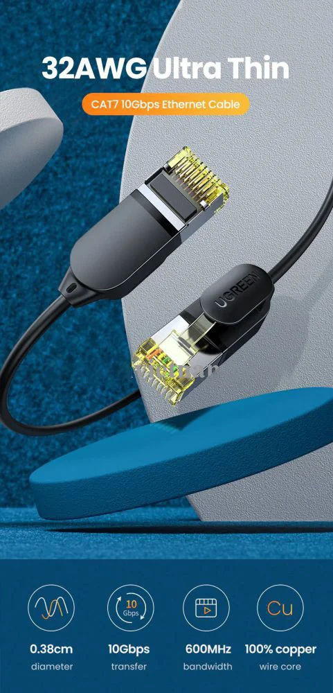 Cáp dữ liệu nối mạng CAT7, truyền dữ liệu giữa các máy tính,dài 1M Ugreen (80415)