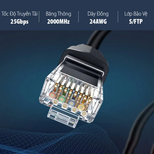 Cáp dữ liệu nối mạng CAT8 S/FTP, truyền dữ liệu giữa các máy tính, dài 2M Ugreen (70329)