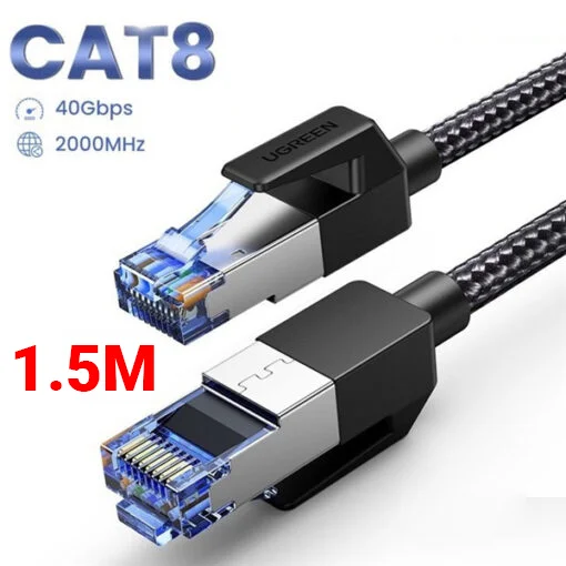 Cáp dữ liệu nối mạng CAT8 truyền dữ liệu giữa các máy tính dài 1.5M Ugreen (80430)