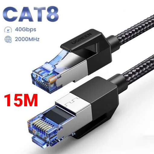 Cáp dữ liệu nối mạng CAT8 truyền dữ liệu giữa các máy tính dài 15M ugreen (30799)