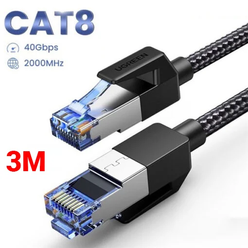 Cáp dữ liệu nối mạng CAT8 truyền dữ liệu giữa các máy tính dài 3M Ugreen (80432)