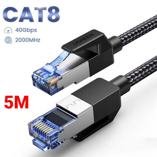 Cáp dữ liệu nối mạng CAT8 truyền dữ liệu giữa các máy tính dài 5M Ugreen (80433)