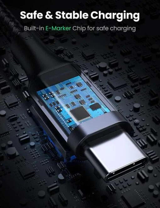 Cáp dữ liệu, sạc nhanh 100W UGREEN US334 70645 Type C sang Type C bẻ góc 90 độ dài 2M