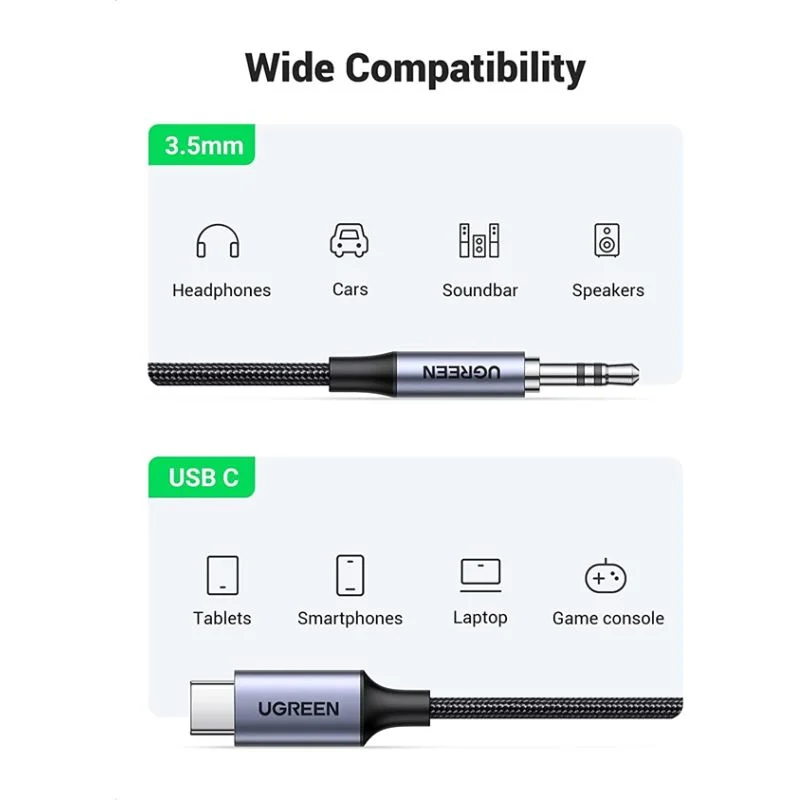 Cáp dữ liệu Type-C sang AV 3.5mm có chip dài 1m Ugreen (20192) — ảnh 4