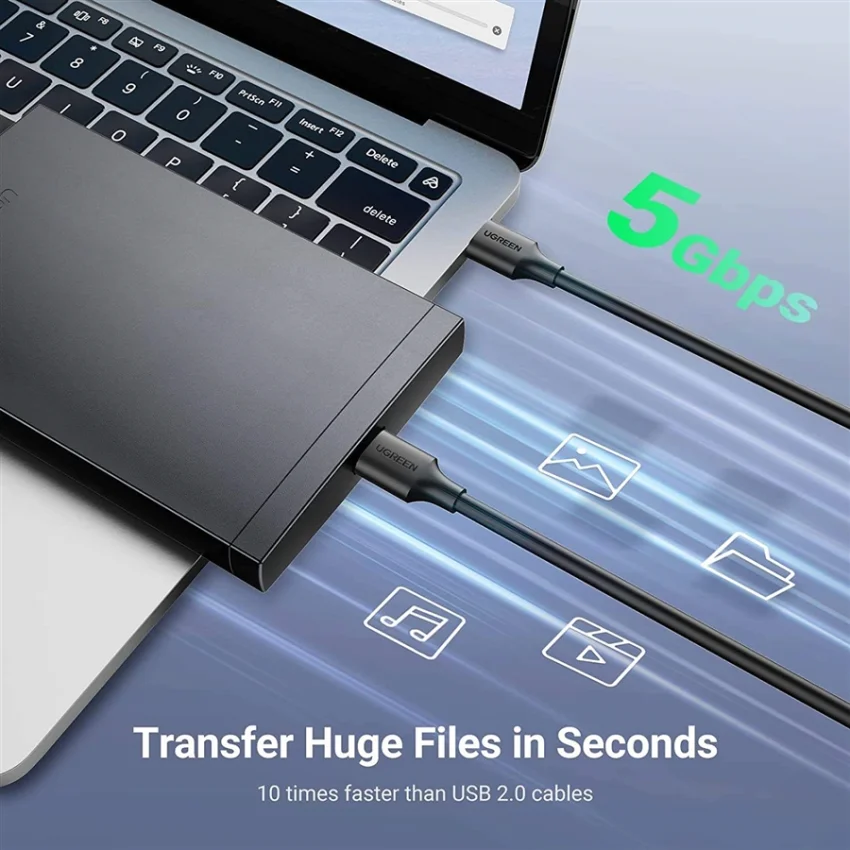 Cáp dữ liệu USB 2.0 2 đầu truyền dữ liệu giữa máy tính và ổ cứng USB dài 3m Ugreen (30136) — ảnh 3