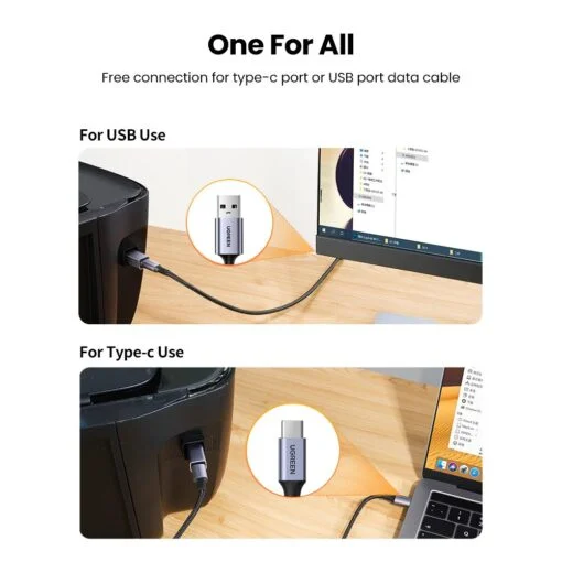 Cáp dữ liệu USB 2.0 cho máy in truyền dữ liệu từ máy tính ra máy in dài 10cm Ugreen (20120) — ảnh 6
