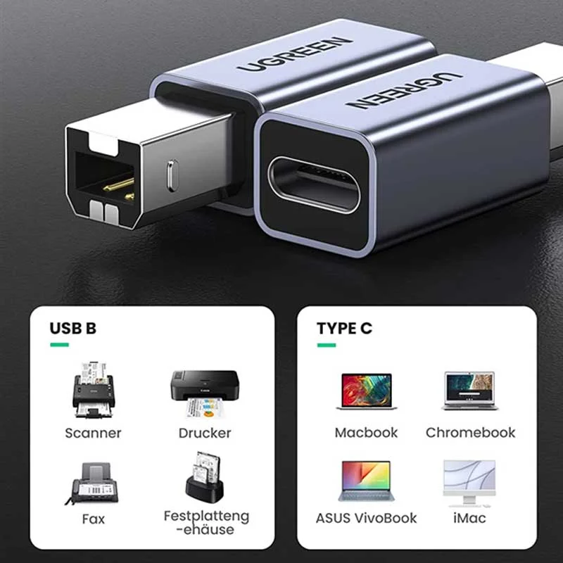 Cáp dữ liệu USB 2.0 cho máy in truyền dữ liệu từ máy tính ra máy in dài 10cm Ugreen (20120)