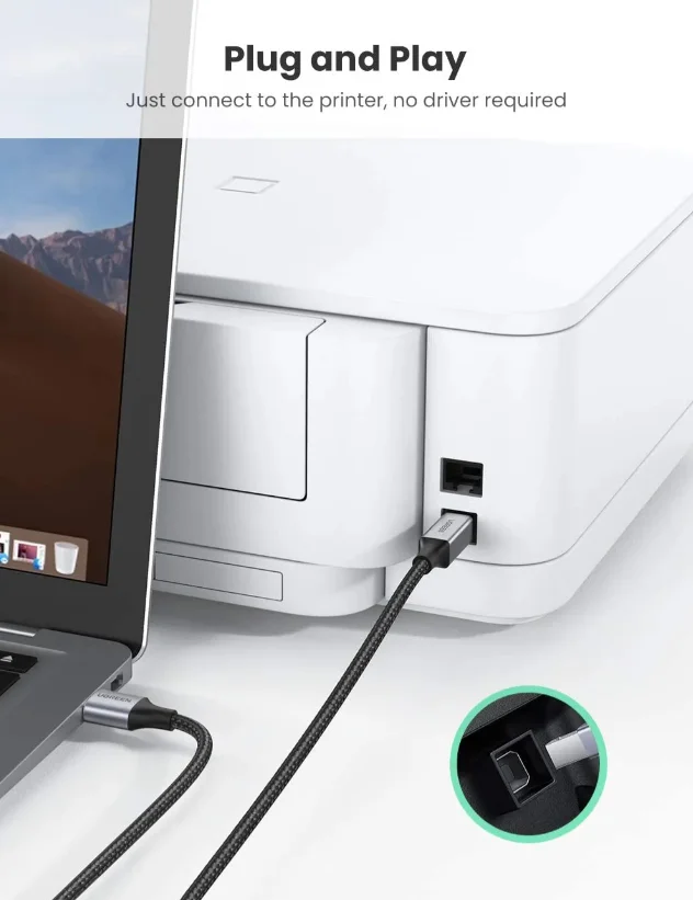 Cáp dữ liệu USB 2.0 cho máy in truyền dữ liệu từ máy tính ra máy in dài 1m Ugreen (80801)