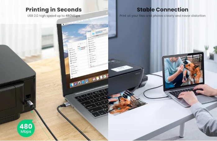 Cáp dữ liệu USB 2.0 cho máy in truyền dữ liệu từ máy tính ra máy in dài 2m Ugreen (80803)