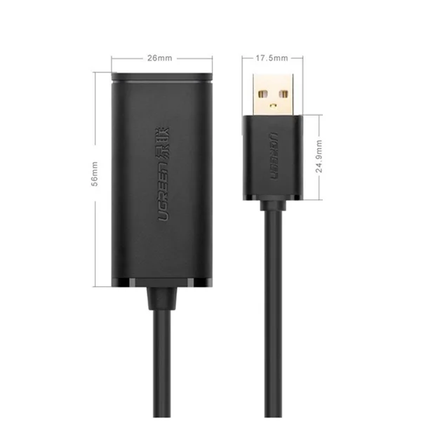 Cáp dữ liệu USB 2.0 nối dài truyền dữ liệu giữa máy tính và ổ cứng USB có chipset dài 10m Ugreen (10321) — ảnh 2