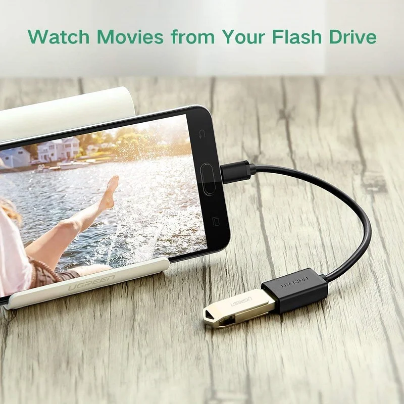 Cáp dữ liệu USB 2.0 OTG truyền dữ liệu giữa điện thoại và ổ cứng USB dài 12cm Ugreen (10396) — ảnh 4