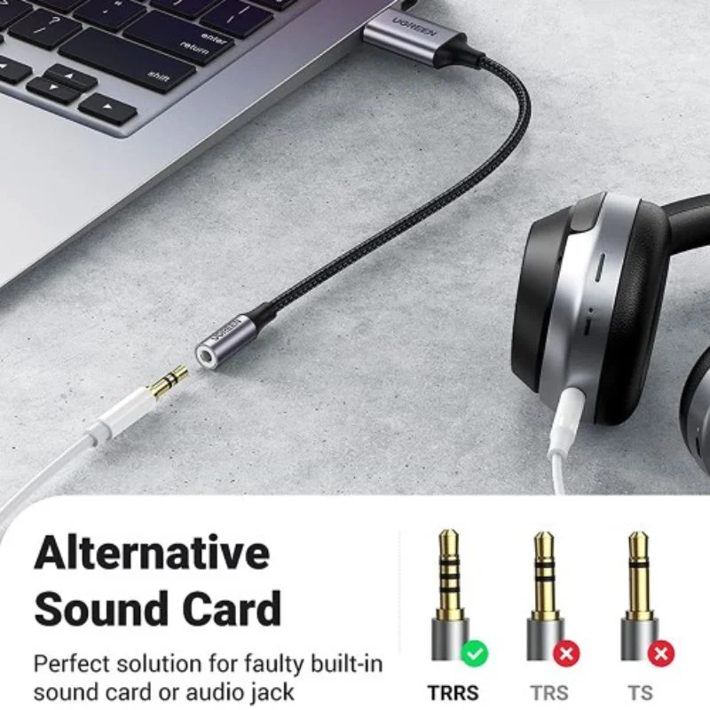 Cáp dữ liệu Usb 2.0 sang AV 3.5mm dài 25cm Ugreen (30757)