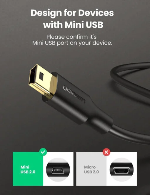 Cáp dữ liệu USB 2.0 sang Mini USB, truyền dữ liệu từ máy tính ra điện thoại dài 3M Ugreen (10386) — ảnh 4