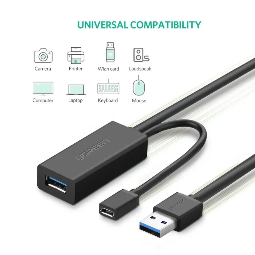 Cáp dữ liệu USB 3.0 nối dài truyền dữ liệu giữa máy tính và ổ cứng USB dài 10m Ugreen (20827)