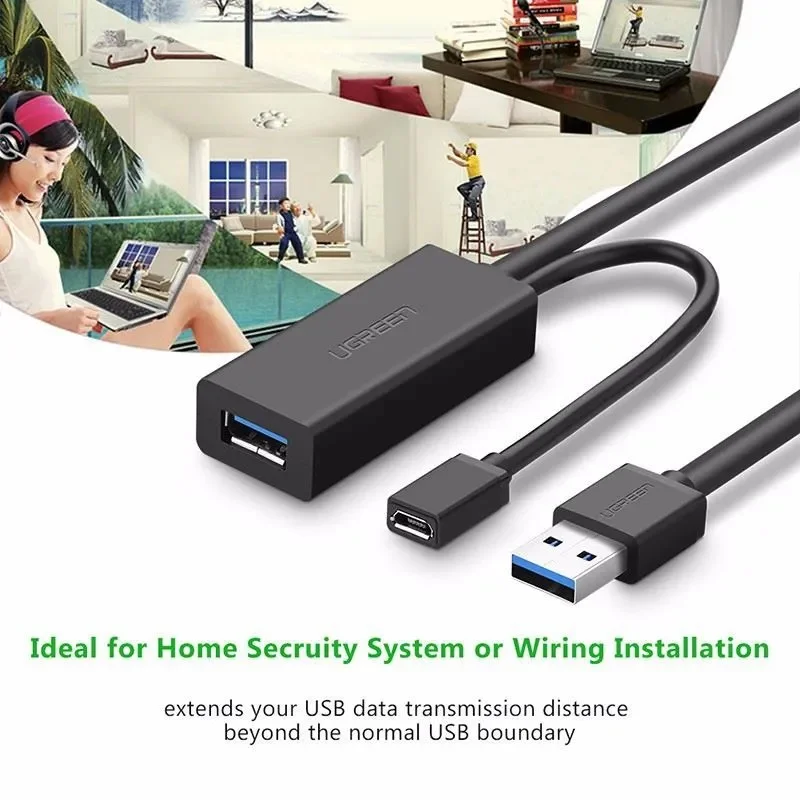 Cáp dữ liệu USB 3.0 nối dài truyền dữ liệu giữa máy tính và ổ cứng USB dài 10m Ugreen (20827)