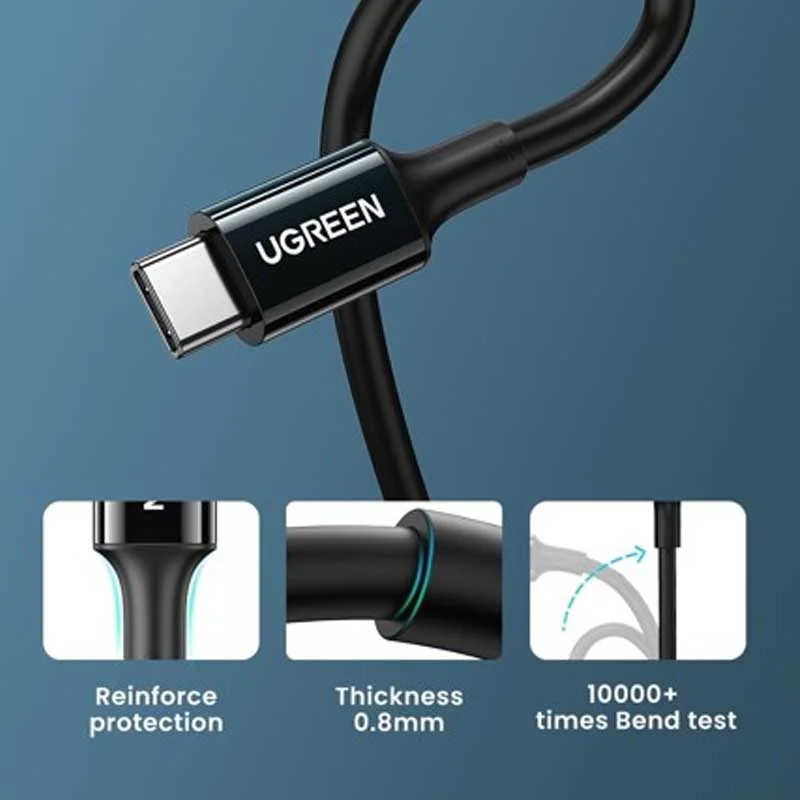 Cáp dữ liệu USB C truyền dữ liệu từ máy tính ra điện thoại dài 1M màu đen Ugreen (80371)