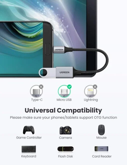 Cáp dữ liệu USB Micro-C sang USB 2.0 Ugreen (30895)