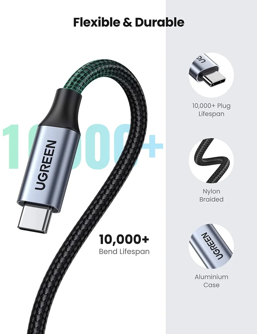 Cáp dữ liệu USB Type-C 3.1 Gen2 nối dài, truyền dữ liệu từ máy tính ra điện thoại dài 0.5M Ugreen US372 (80810) — ảnh 5