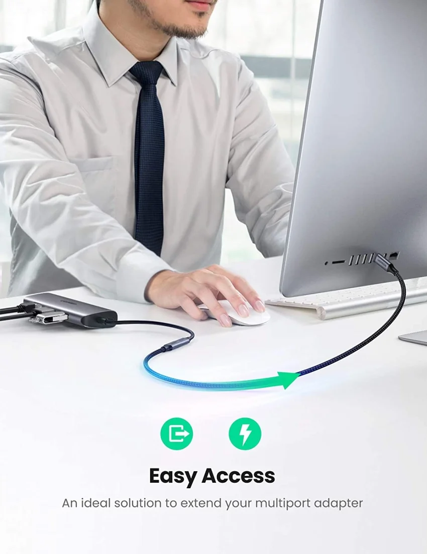 Cáp dữ liệu USB Type-C 3.1 Gen2 nối dài, truyền dữ liệu từ máy tính ra điện thoại dài 0.5M Ugreen US372 (80810) — ảnh 6