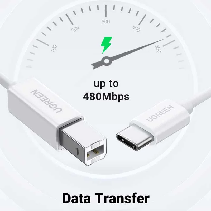 Cáp dữ liệu USB Type-C cho máy in truyền dữ liệu từ máy tính ra máy in dài 1.5m Ugreen (40417)