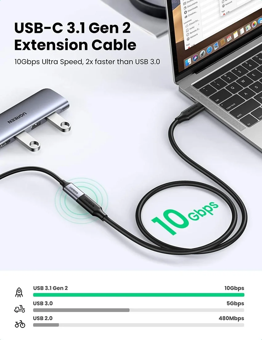 Cáp dữ liệu USB Type-c Gen 2 nối dài 1M Ugreen (10387) — ảnh 5