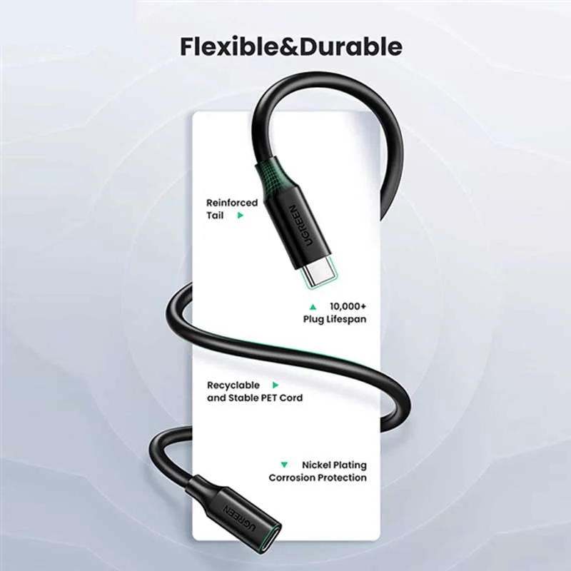 Cáp dữ liệu USB Type-c nối dài truyền dữ liệu giữa điện thoại và ổ cứng USB dài 0.5m Ugreen (40574) — ảnh 5