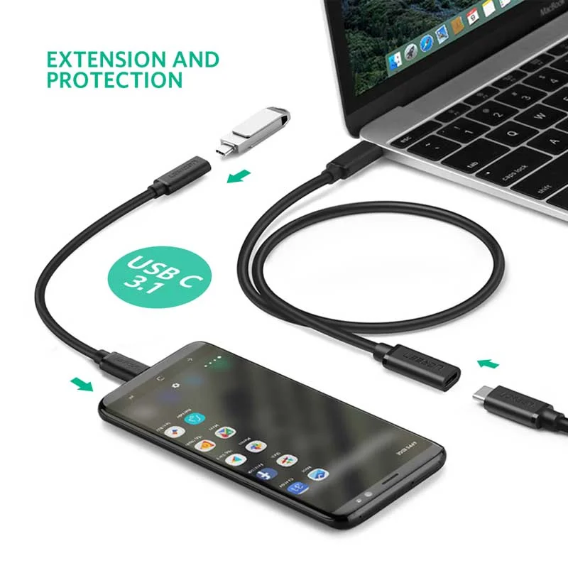 Cáp dữ liệu USB Type-c nối dài truyền dữ liệu giữa điện thoại và ổ cứng USB dài 0.5m Ugreen (40574) — ảnh 6