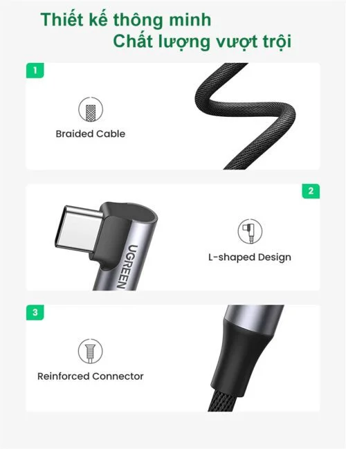 Cáp dữ liệu USB Type-C sang 3.5mm ,truyền dữ liệu từ điện thoại ra loa màu đen dài 10cm Ugreen (80723) — ảnh 6