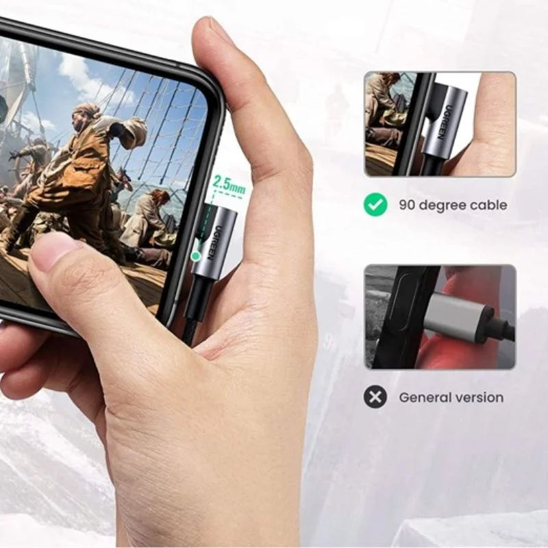 Cáp dữ liệu USB Type-C sang 3.5mm ,truyền dữ liệu từ điện thoại ra loa màu đen dài 10cm Ugreen (80723) — ảnh 2