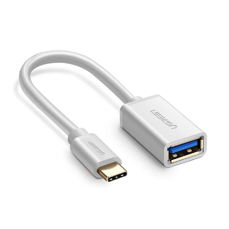 Cáp dữ liệu USB Type-C sang USB 3.0 Ugreen truyền dữ liệu giữa máy tính và điện thoại dài 10cm, màu trắng Ugreen (30702)