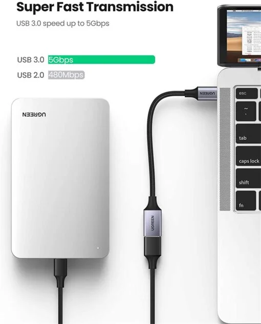 Cáp dữ liệu USB Type-C sang USB hỗ trợ OTG truyền dữ liệu giữa máy tính và điện thoại dài 25CM Ugreen (70889) — ảnh 6