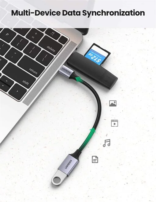 Cáp dữ liệu USB Type-C sang USB hỗ trợ OTG truyền dữ liệu giữa máy tính và điện thoại dài 25CM Ugreen (70889) — ảnh 2