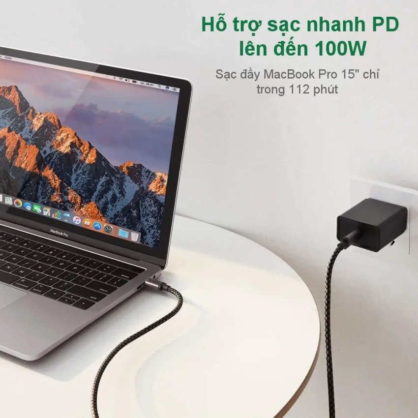 Cáp dữ liệu USB Type-c ,truyền dữ liệu từ máy tính ra điện thoại dài 1.5m màu đen Ugreen US316 (70428) — ảnh 5