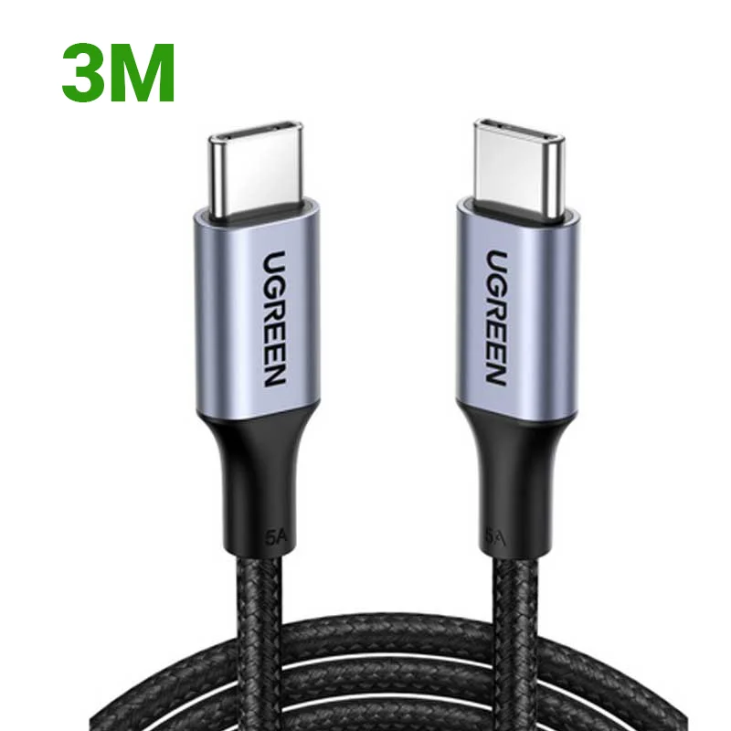Cáp dữ liệu USB Type-c ,truyền dữ liệu từ máy tính ra điện thoại dài 3m màu đen Ugreen US316 (90120)