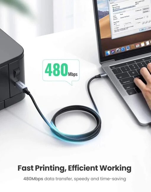 Cáp dữ liệu USBC-C cho máy in truyền dữ liệu từ máy tính ra máy in dài 1m Ugreen (80805) — ảnh 8