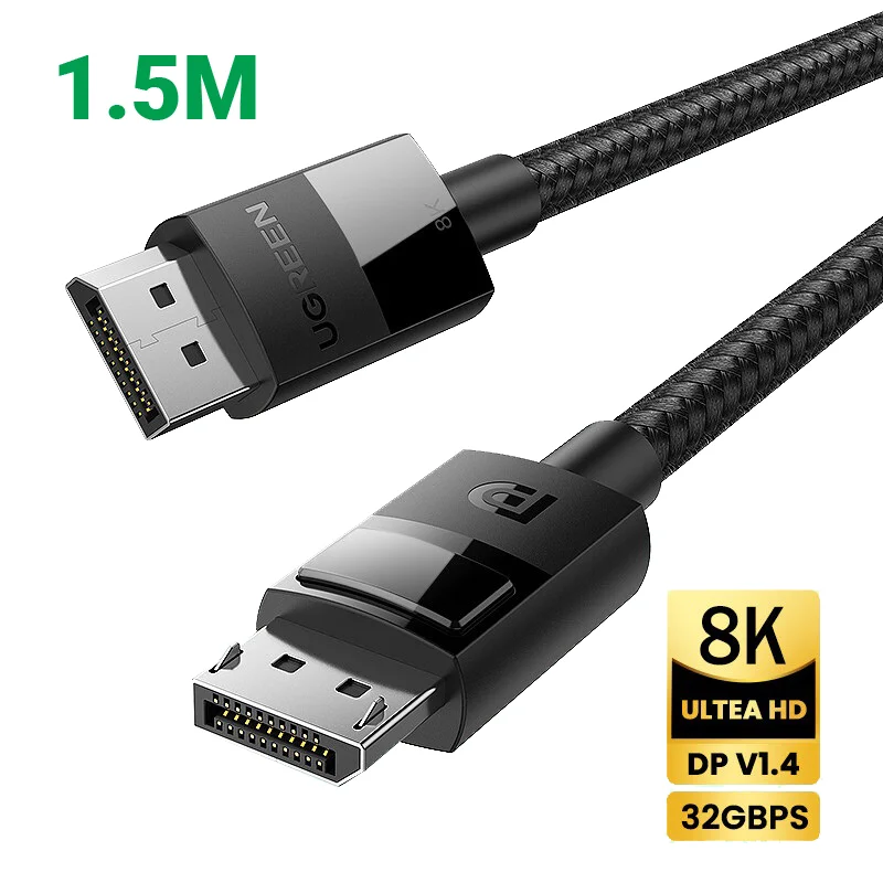Cáp dữ liệu VIDEO DP 1.4 hỗ trợ 8K truyền âm thanh hình ảnh dài 1.5M có chipset Ugreen (80391)