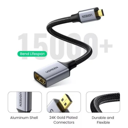Cáp dữ liệu VIDEO micro HDMI male sang HDMI female dài 25cm Ugreen (10553)