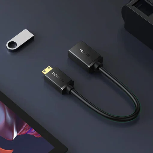 Cáp dữ liệu VIDEO mini HDMI sang HDMI 1.4 truyền âm thanh hình ảnh dài 2m Ugreen (20137) — ảnh 3