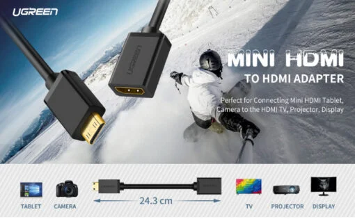 Cáp dữ liệu VIDEO mini HDMI sang HDMI 1.4 truyền âm thanh hình ảnh dài 2m Ugreen (20137) — ảnh 4