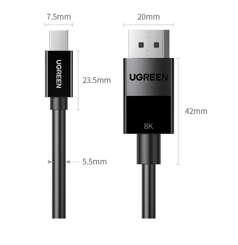Cáp dữ liệu VIDEO miniDP sang Displayport truyền âm thanh hình ảnh, dài 1.5M màu đen Ugreen (80663) — ảnh 3