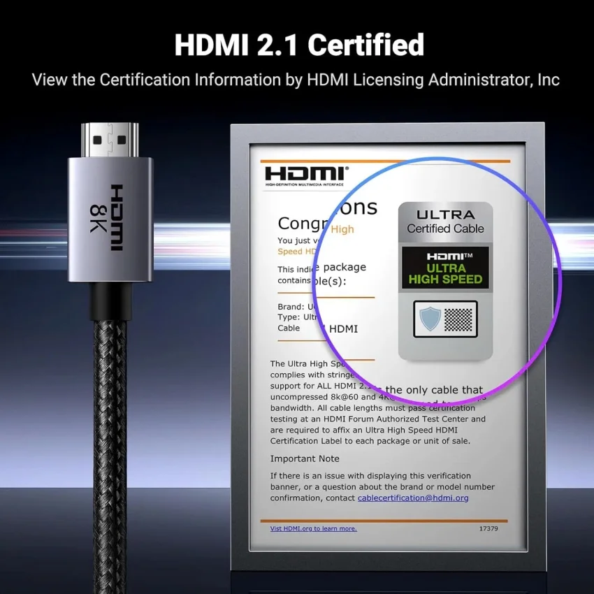 Cáp HDMI 2.1 dài 2M Ugreen 25910 HD171, 48Gbps 8K@60Hz 4K@240Hz, HDCP 2.2&2.3, eARC HDR