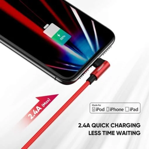 Cáp sạc iPhone/ iPad UGREEN US299 – Đầu bẻ vuông góc chống gập gãy – Tốc độ truyền dữ liệu 480Mbps — ảnh 10