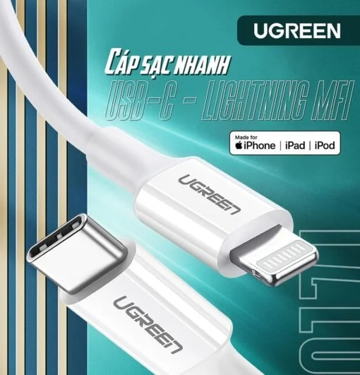 Cáp sạc nhanh IPhone Type C 18W truyền dữ liệu UGREEN US171 — ảnh 2