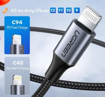 Cáp sạc nhanh iPhone UGREEN US304 60759 1M Sạc nhanh PD100W, đạt chuẩn Mfi — ảnh 3