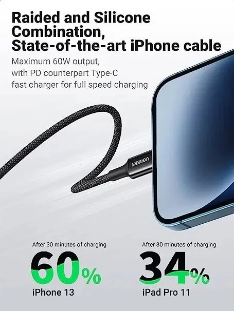 Cáp sạc nhanh Iphone USB-C to Lightning Ugreen US532 chuẩn MFi, dài 1m, Sạc & Đồng bộ dữ liệu — ảnh 8