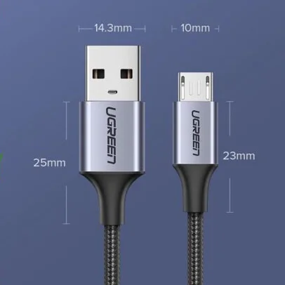 Cáp sạc nhanh Micro USB UGREEN US290 Sạc ổn định 2A – Vỏ sợi bện siêu bền