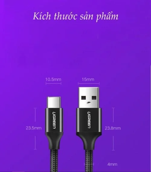 Cáp sạc nhanh Type C 40W UGREEN US279 50995 – Sạc nhanh dòng tối đa đạt 5A, truyền tải dữ liệu tốc độ cao – Vỏ bện nylon chống rối — ảnh 7