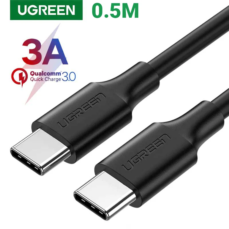 Cáp sạc nhanh Type C UGREEN US286 50996 Sạc nhanh dòng 3A, khả năng tương thích rộng, lõi đồng nguyên chất dài 0.5m